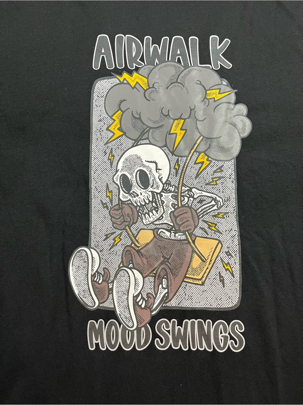 Airwalk Black Graphic 'Mood Swings' Tee with Yellow Lightning
